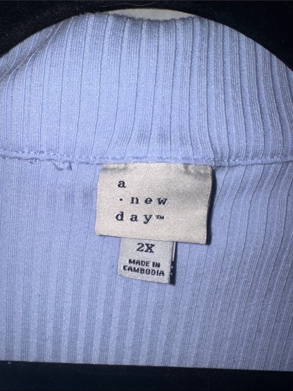 a new day Women’s Light Blue Ribbed Sleeveless Button-Up Collared Top - Picture 2 of 4
